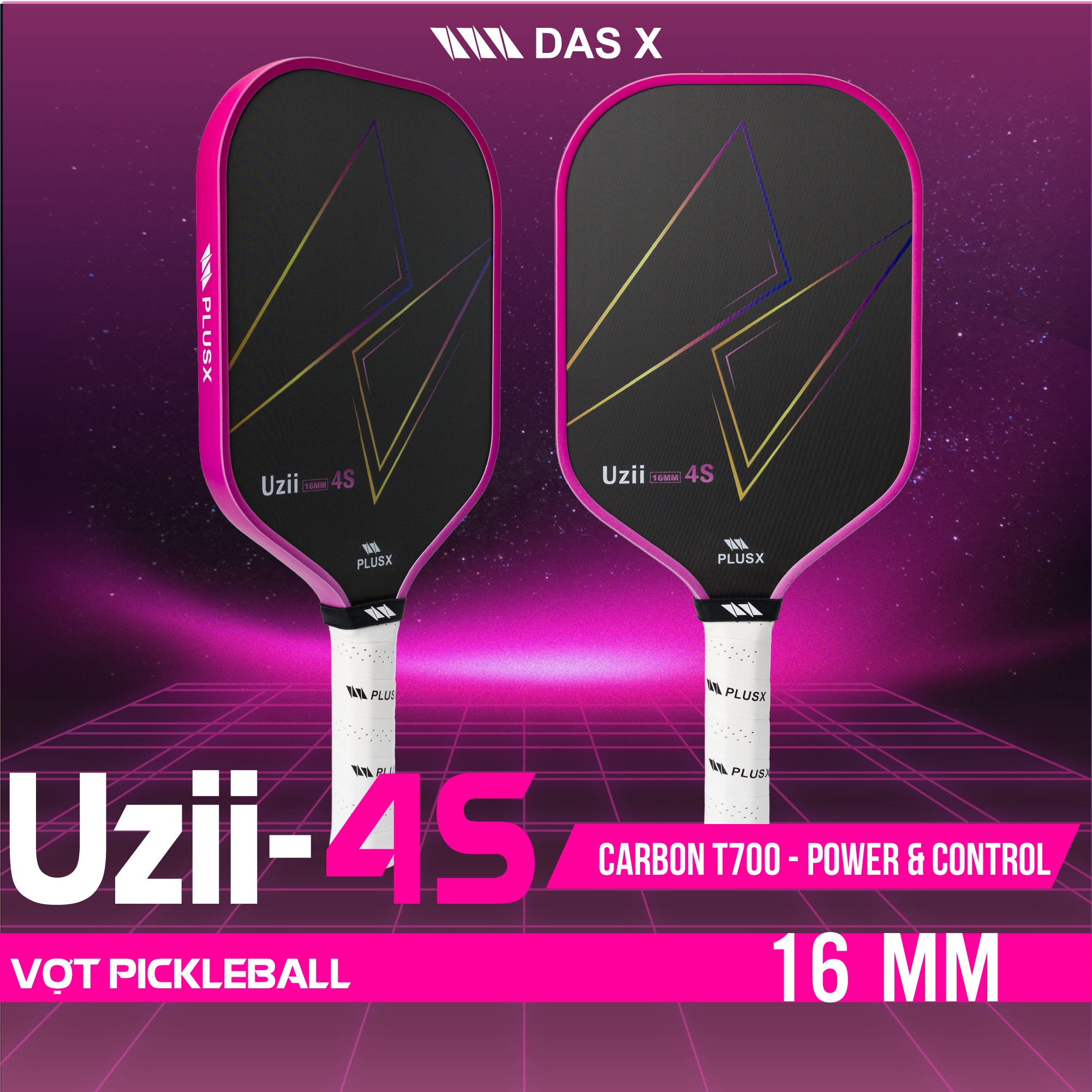 Vợt Pickleball_PLUSX UZII 4S - 14MM