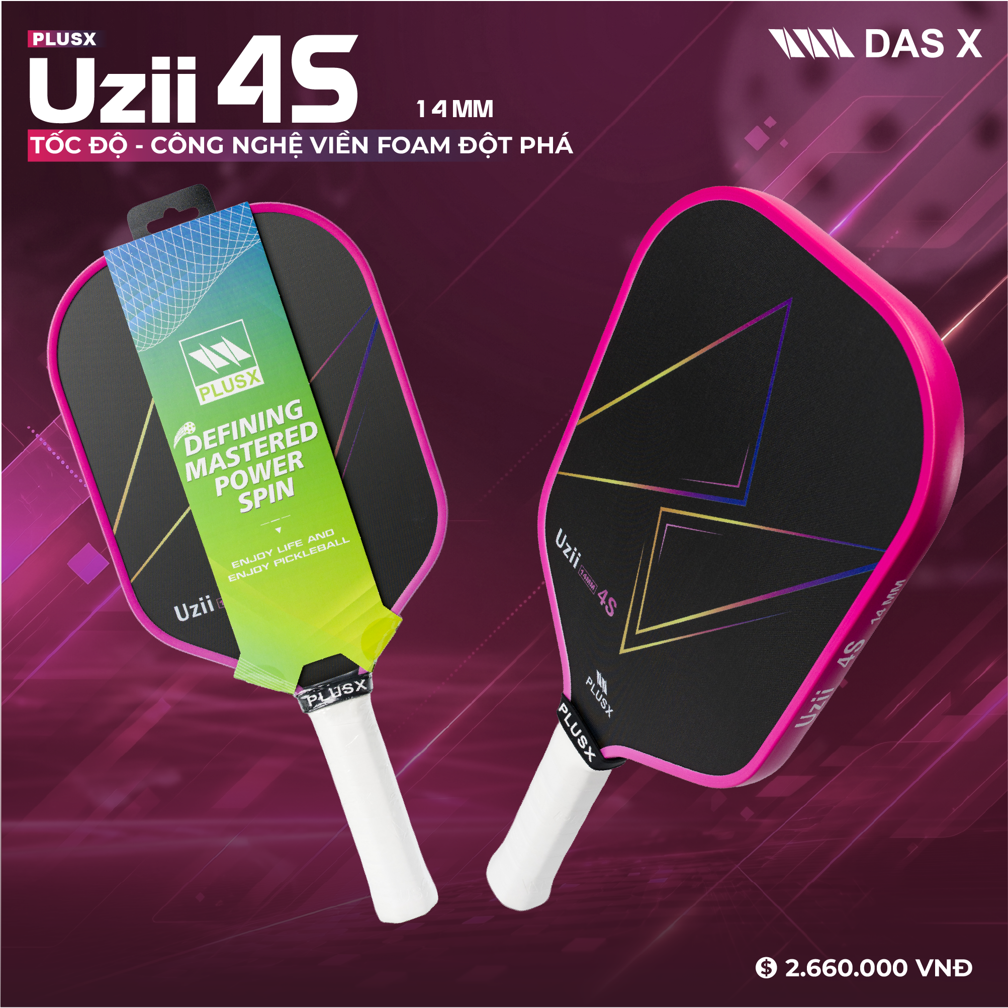 Vợt Pickleball_PLUSX Uzii-4S - 16MM