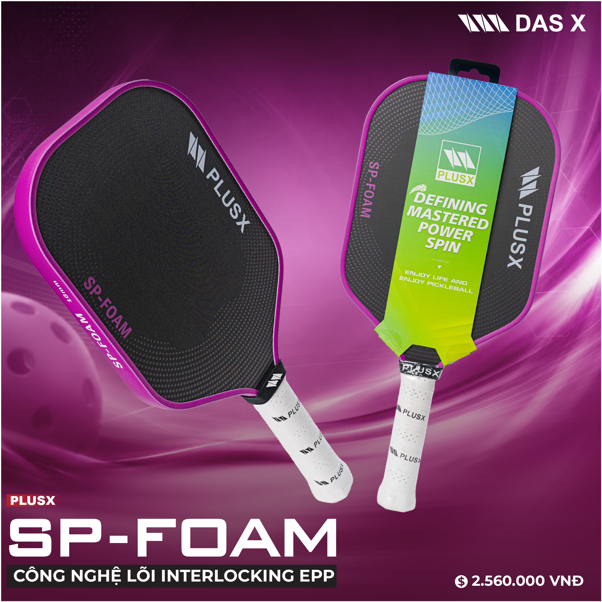 Vợt Pickleball PLUSX SP-FOAM - 16MM