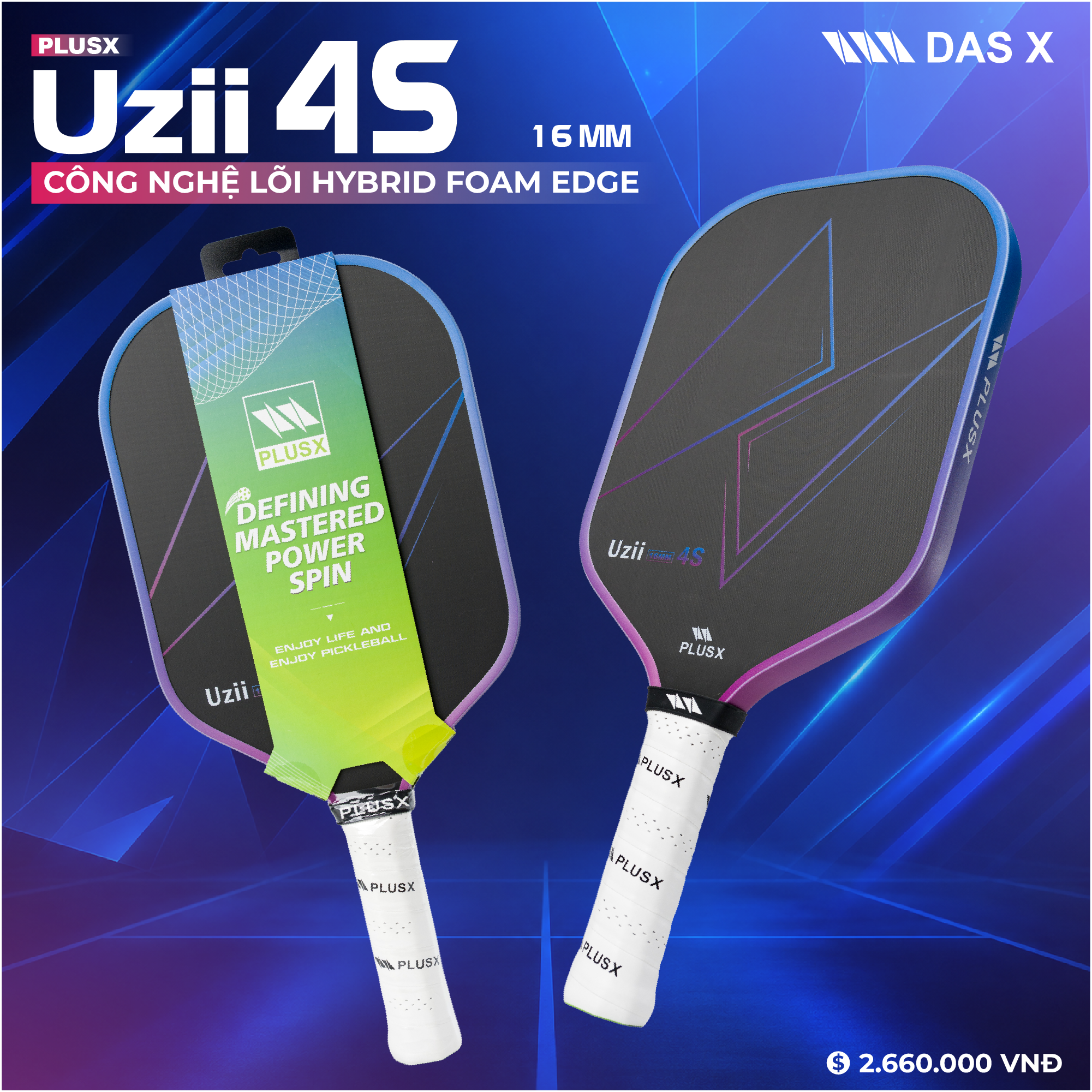 Vợt Pickleball_PLUSX Uzii-4S - 16MM
