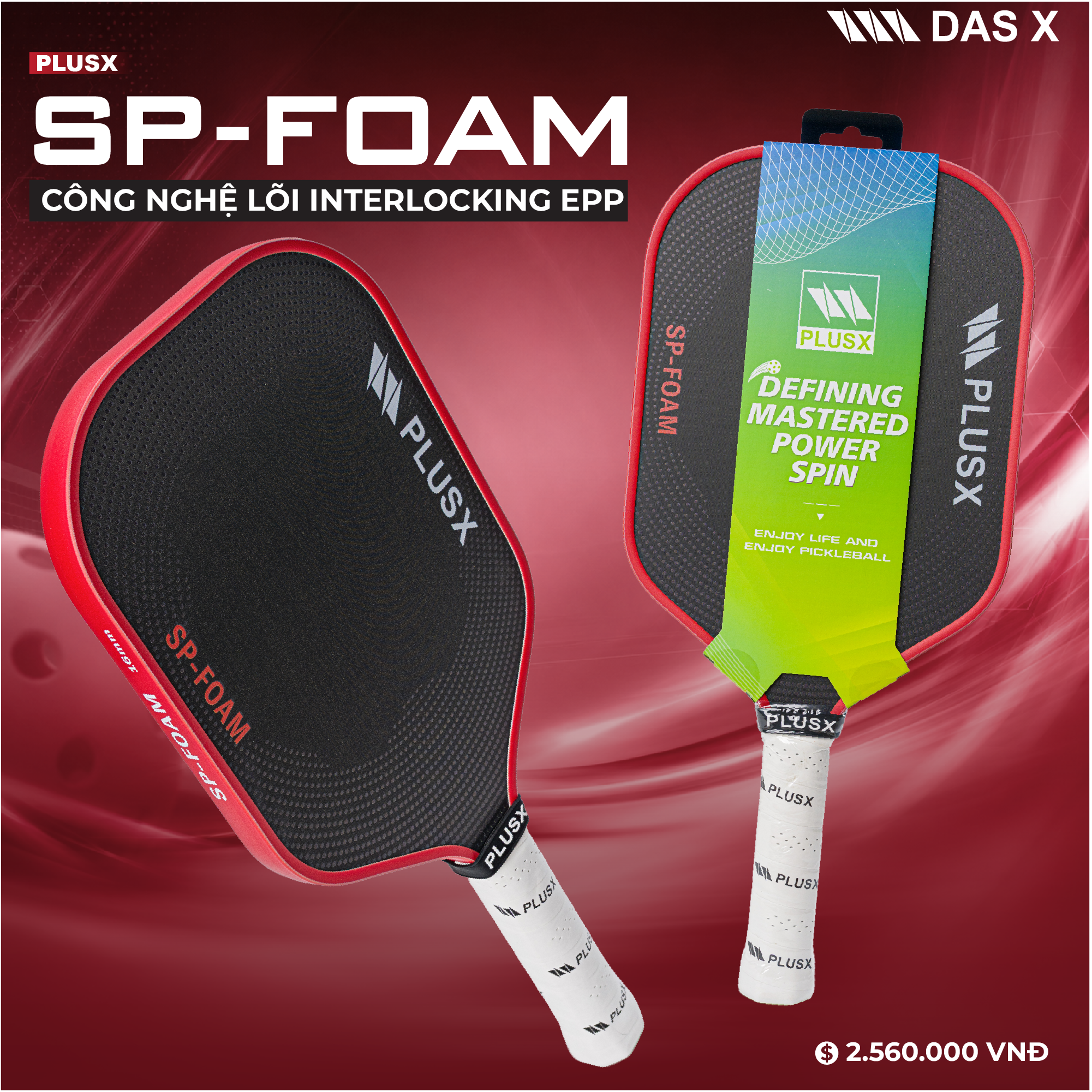 Vợt Pickleball PLUSX SP-FOAM - 16MM