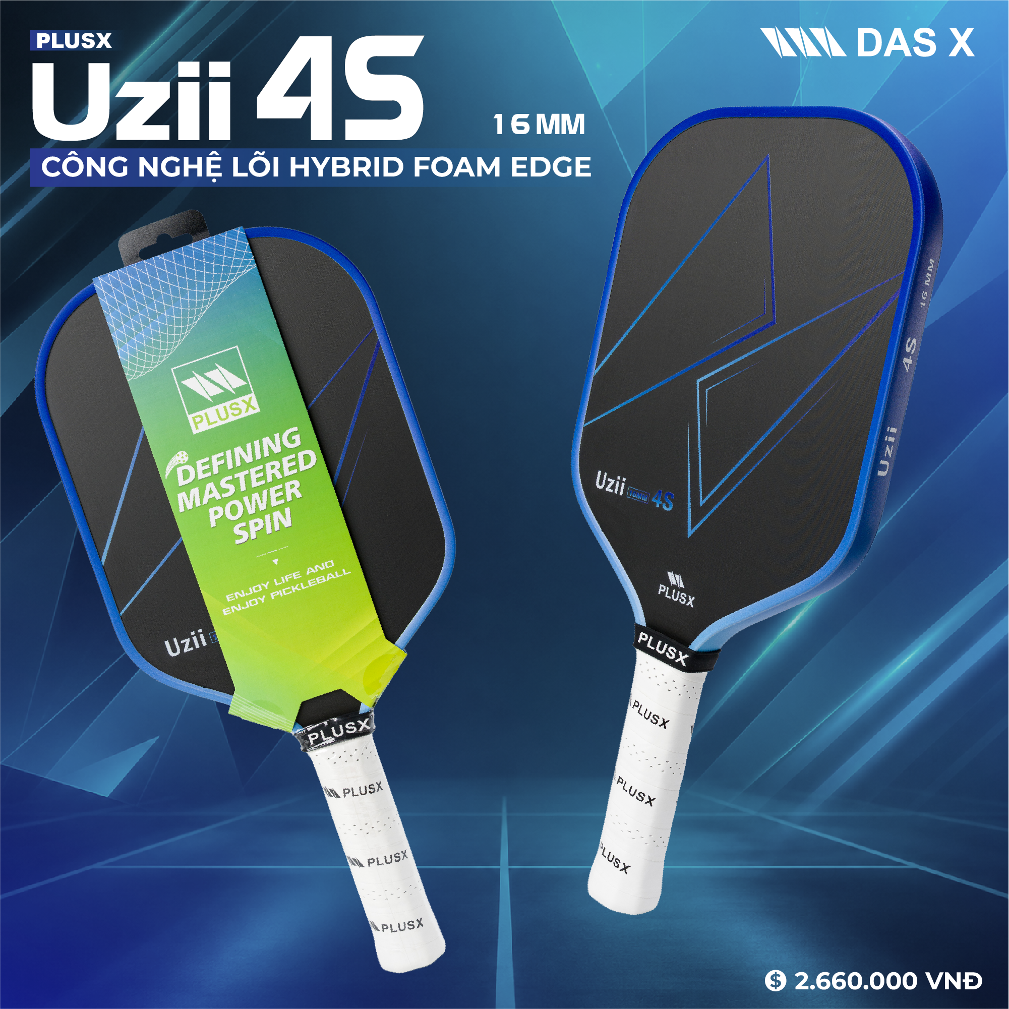 Vợt Pickleball_PLUSX Uzii-4S - 16MM