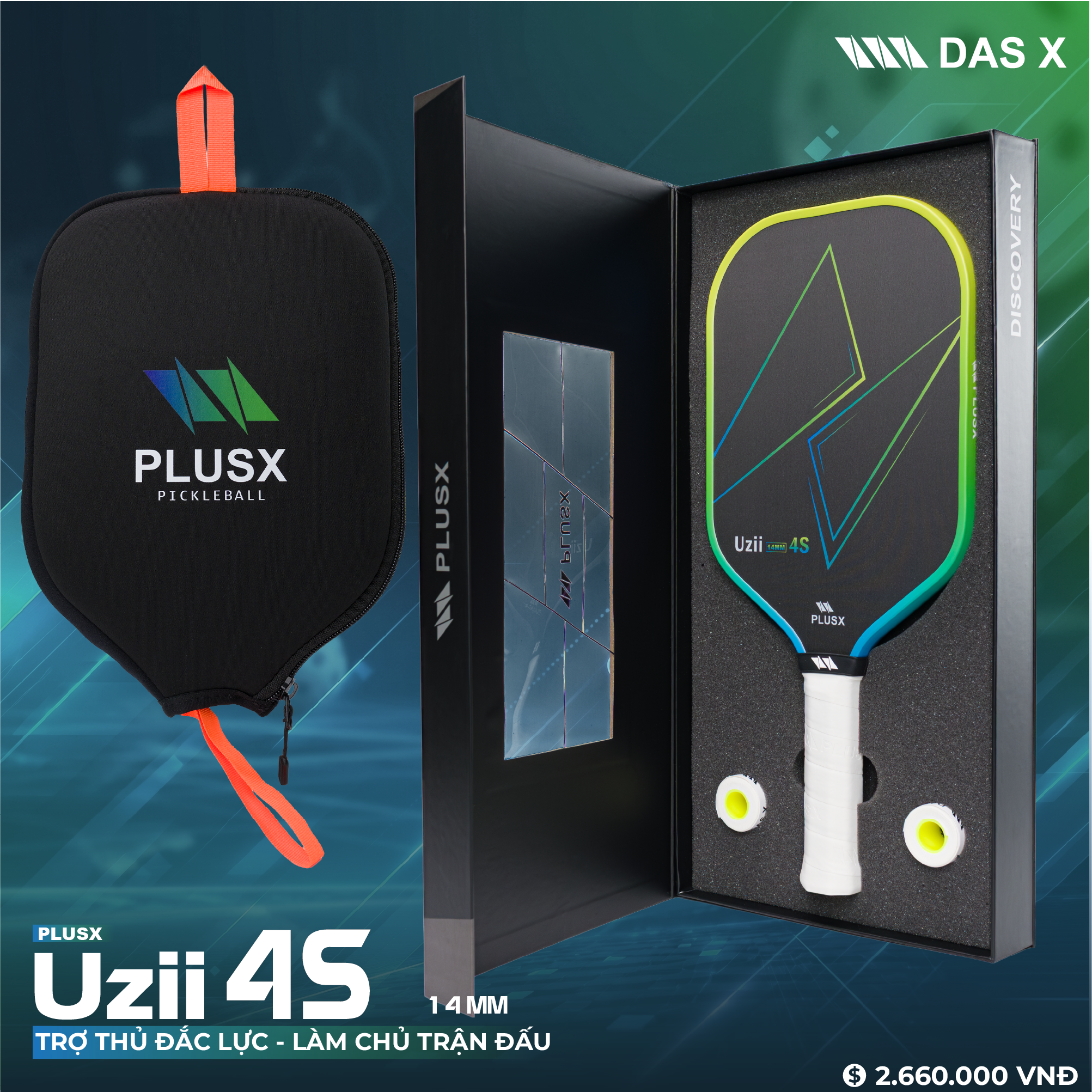 Vợt Pickleball_PLUSX Uzii-4S - 14MM