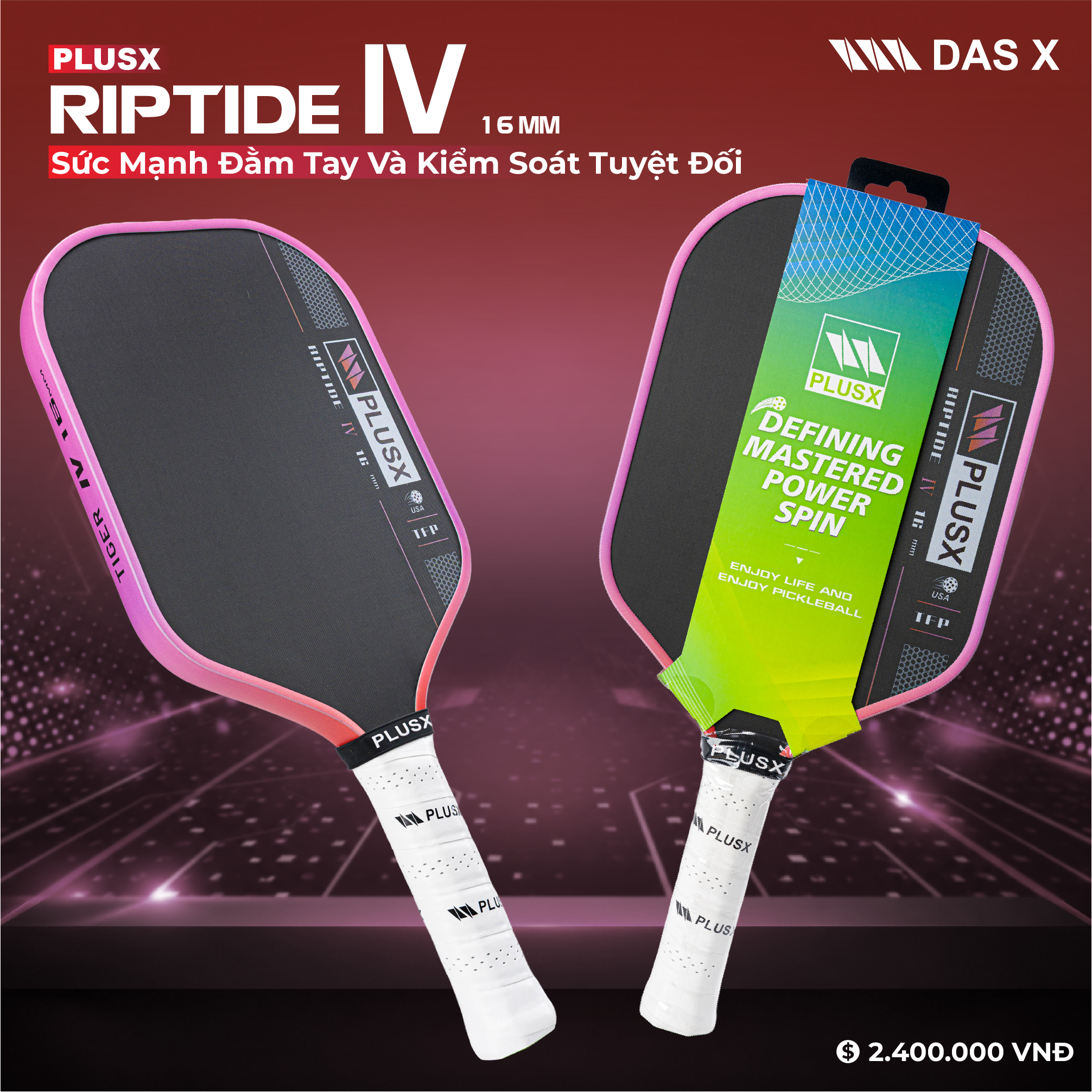 Vợt Pickleball PLUSX RIPTIDE IV - 16MM