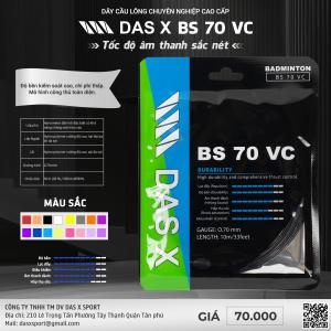 Dây vợt cầu lông bộ DAS X BS 70 VC - Đen