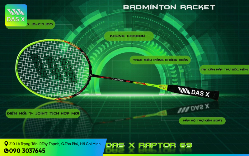 Cửa hàng vợt cầu lông quận Tân Phú - DAS X - Hệ thống cửa hàng rộng lớn khắp HCM
