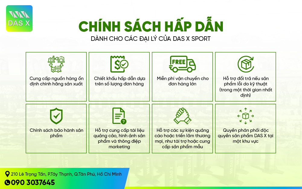 Chính sách hấp dẫn dành cho các đại lý của DASXSPORT