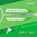Vợt cầu lông DAS X 362 - Lá nhạt trắng