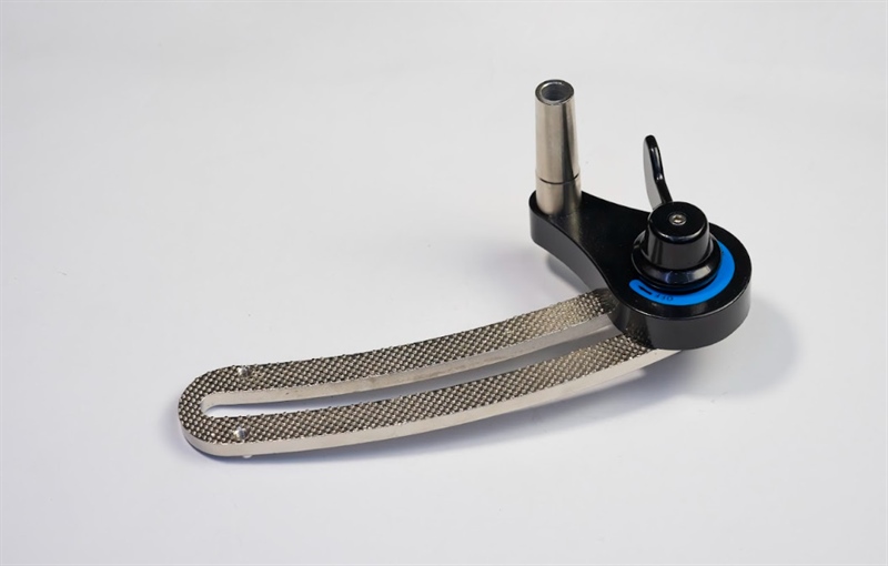 Thanh ray cong + khóa chân đế máy cơ  Bạc đen