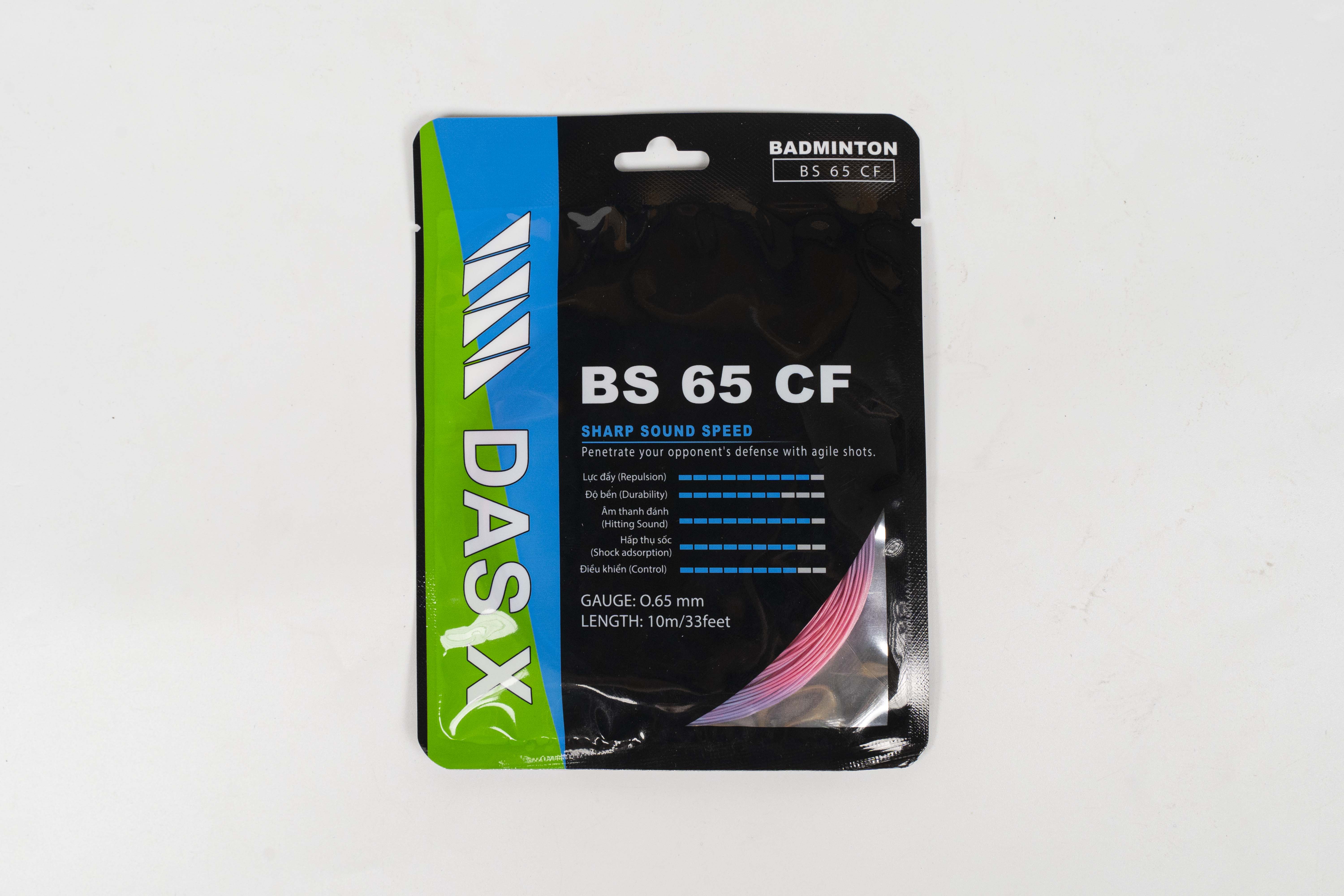 Dây vợt cầu lông bộ DAS X BS 65 CF - Xanh lơ tím hồng nhạt