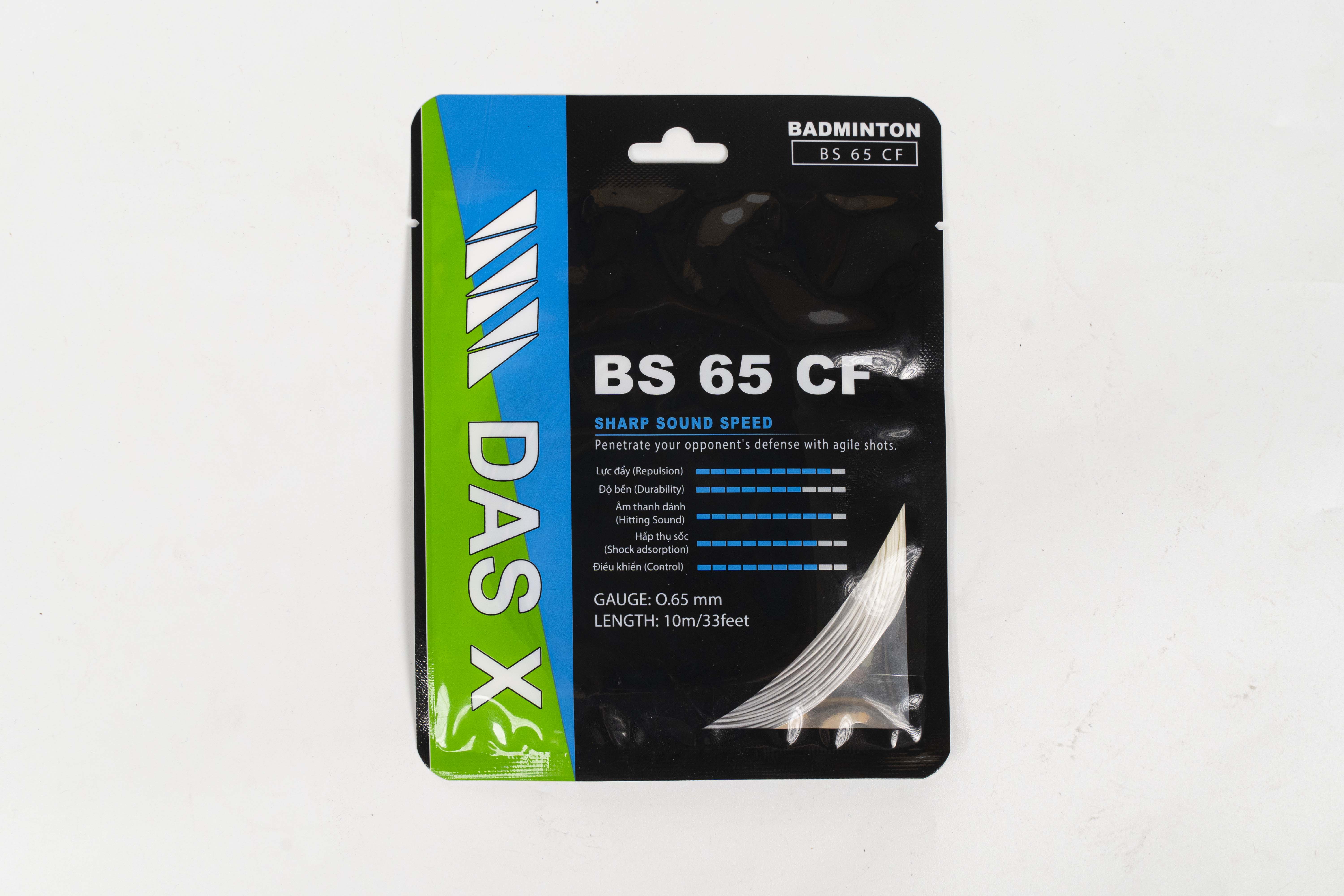 Dây vợt cầu lông bộ DAS X BS 65 CF - Trắng xám