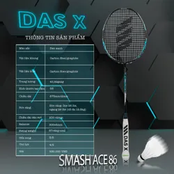 Vợt cầu lông DAS X SMASH ACE 86 - Đen