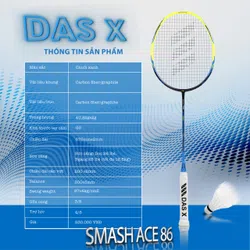 Vợt cầu lông DAS X SMASH ACE 86 - Xanh chuối